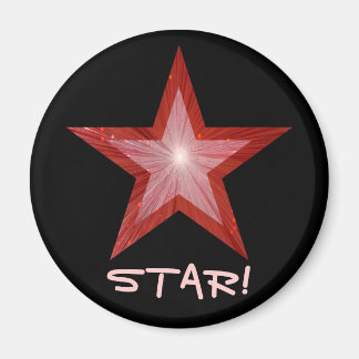 Red Star fridge 'STAR!' magnet round black