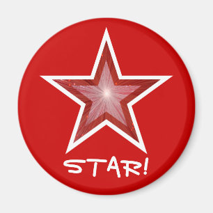Red Star fridge 'STAR!' magnet round red