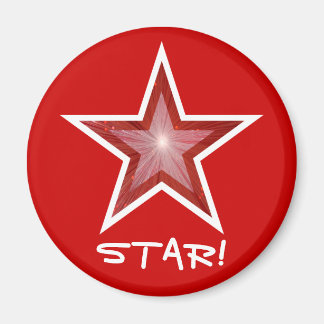 Red Star fridge 'STAR!' magnet round red