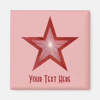 Red Star fridge 'Your Text' magnet square pink