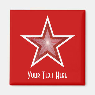 Red Star fridge 'Your Text' magnet square red