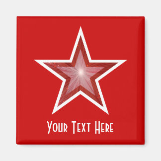 Red Star fridge 'Your Text' magnet square red