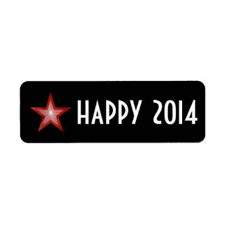 Red Star 'happy 2014' label small black