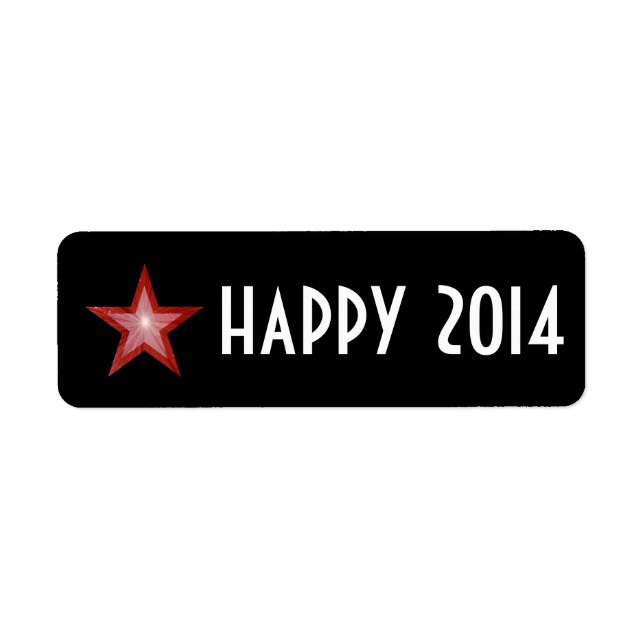 Red Star 'happy 2014' label small black (Front)