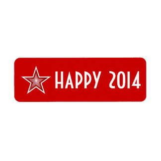 Red Star 'happy 2014' label small red
