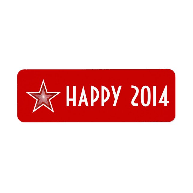 Red Star 'happy 2014' label small red (Front)