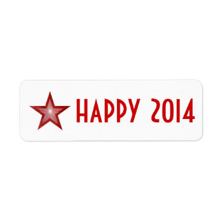 Red Star 'happy 2014' label small white