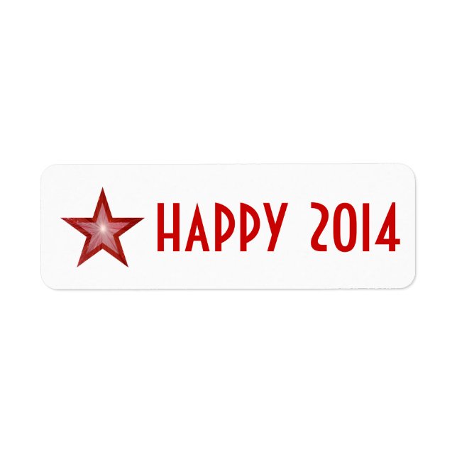 Red Star 'happy 2014' label small white (Front)