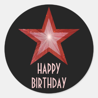 Red Star 'Happy Birthday' round sticker black