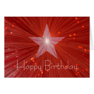 Red Star 'Happy Birthday' text greetings card