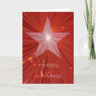 Red Star 'Happy Holidays' vertical greetings card