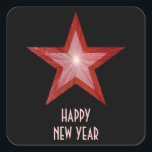 Red Star 'Happy New Year' square sticker black<br><div class="desc">Modern design with a 'shining' red and white star on a black background. Sticker with a customisable design for you to personalise with your own text, images and ideas. The text can easily be changed using the template provided or click the 'Customise It' button to make further alterations. Please note...</div>