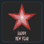 Red Star 'Happy New Year' square sticker black<br><div class="desc">Modern design with a 'shining' red and white star on a black background. Sticker with a customisable design for you to personalise with your own text, images and ideas. The text can easily be changed using the template provided or click the 'Customise It' button to make further alterations. Please note...</div>