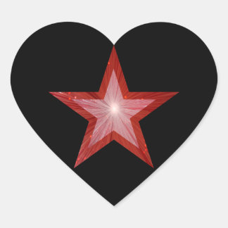 Red Star heart sticker black