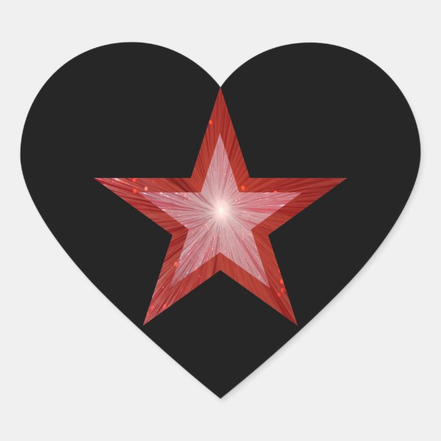 Red Star heart sticker black (Front)