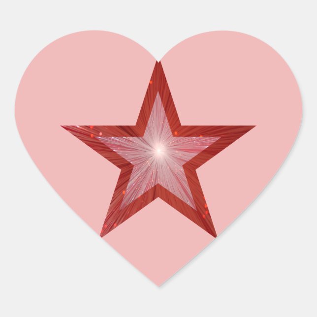 Red Star heart sticker pink (Front)