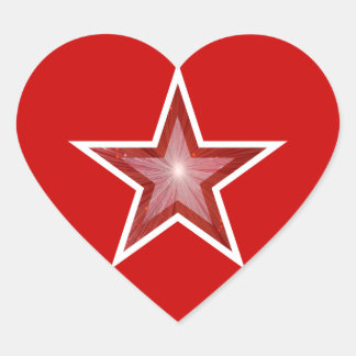 Red Star heart sticker red