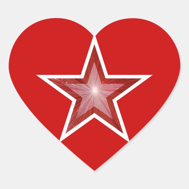 Red Star heart sticker red (Front)