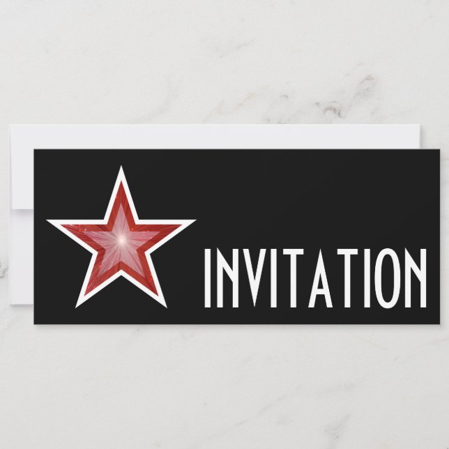 Red Star 'INVITATION' black long Invitation (Front)