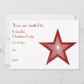 Red Star invitation front text white