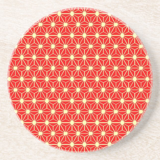 red star japanese pattern coaster (Front)