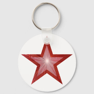 Red Star keychain white