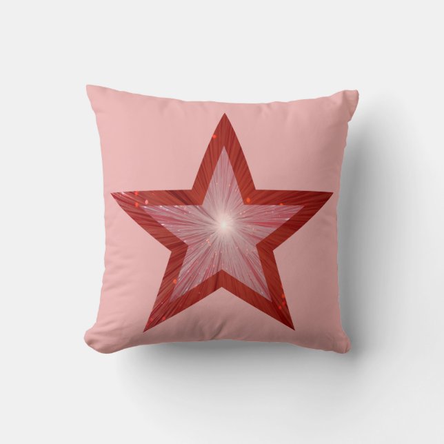 Red Star large & small square pale pink Cushion (Front)