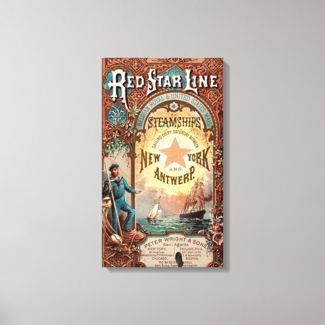 Red Star Line New York Antwerp Steamship Canvas Print (Front)