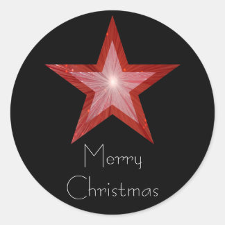 Red Star 'Merry Christmas'' round sticker black