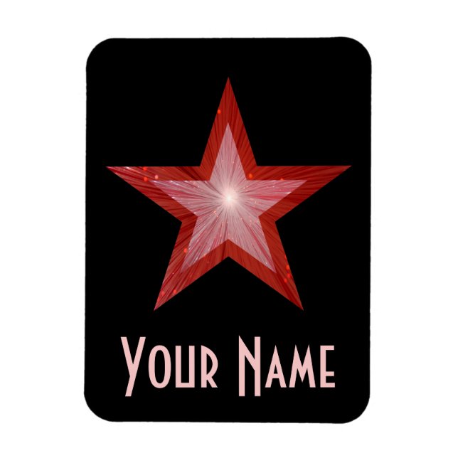 Red Star 'Name' flexible magnet black (Vertical)