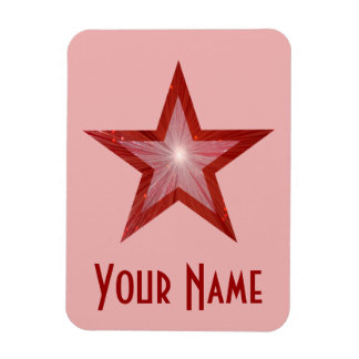 Red Star 'Name' flexible magnet pink