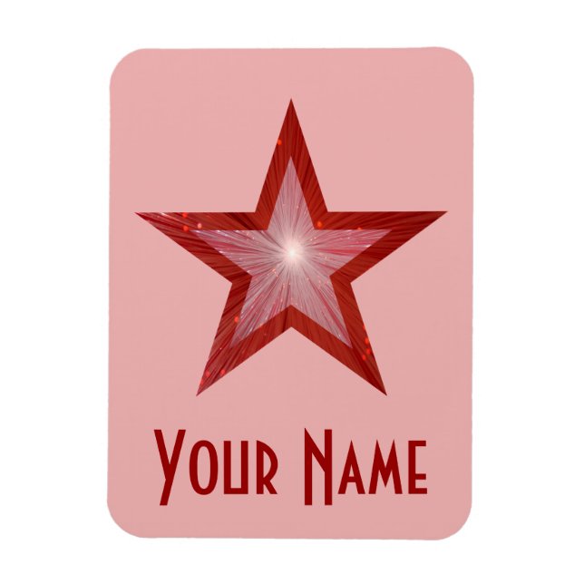 Red Star 'Name' flexible magnet pink (Vertical)
