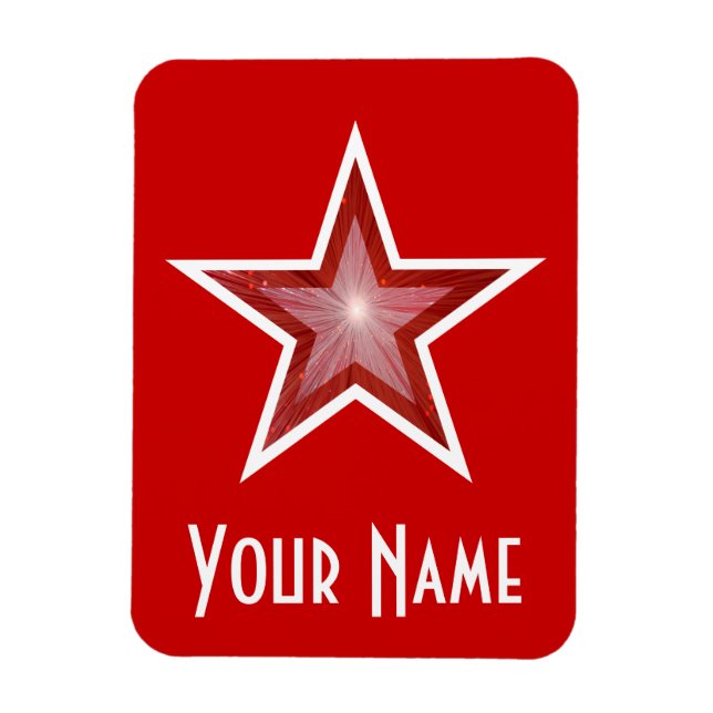 Red Star 'Name' flexible magnet red (Vertical)