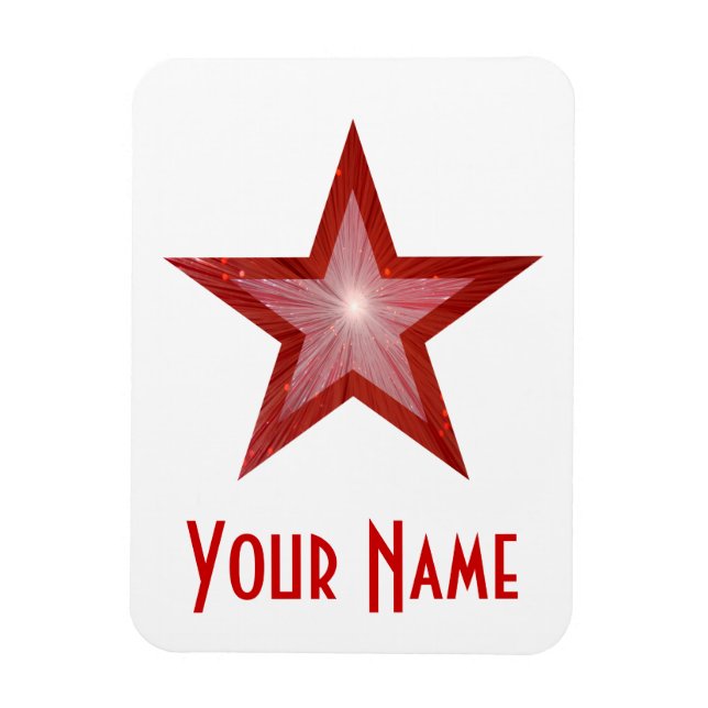 Red Star 'Name' flexible magnet white (Vertical)