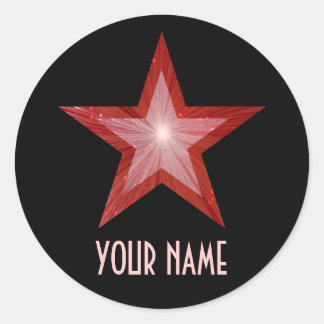 Red Star 'Name' round sticker black