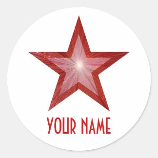 Red Star 'Name' round sticker white