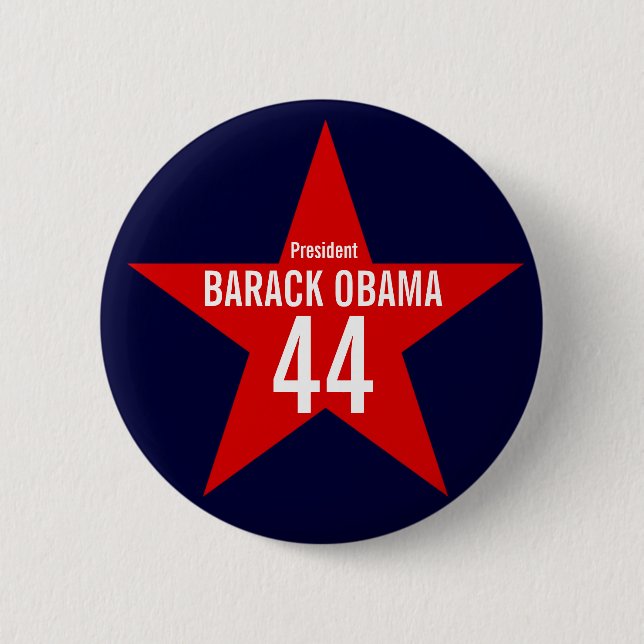 RED STAR OBAMA 6 CM ROUND BADGE (Front)