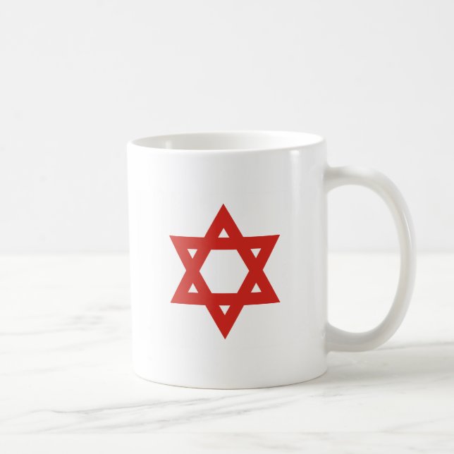 Red Star Of David, Israel flag Coffee Mug (Right)