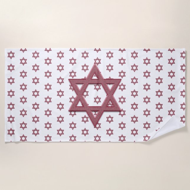 Red Star of David Seamless Beach Towel (Front)