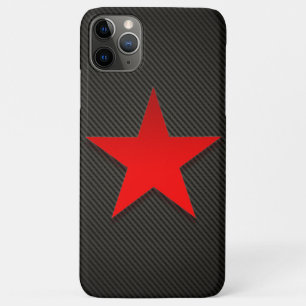 Red Star on Black Carbon Fibre Case-Mate iPhone Case