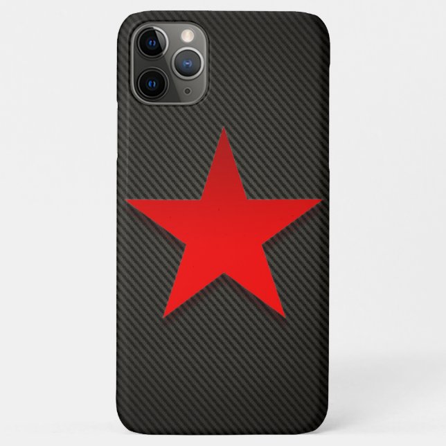 Red Star on Black Carbon Fibre Case-Mate iPhone Case (Back)