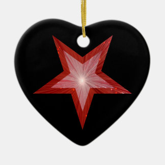 Red Star ornament heart shape black