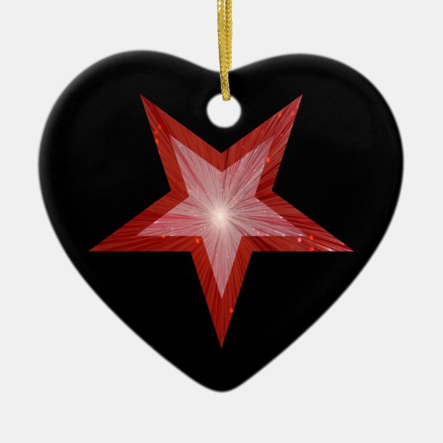 Red Star ornament heart shape black (Front)