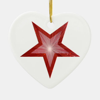 Red Star ornament heart shape white