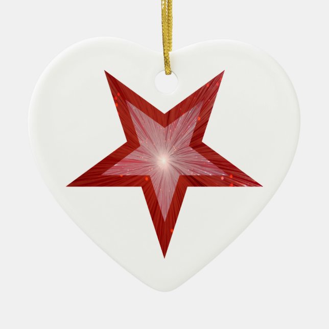 Red Star ornament heart shape white (Front)