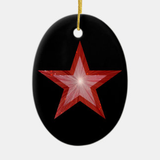 Red Star ornament oval shape black