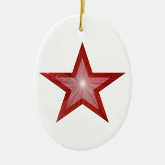 Red Star ornament oval shape white
