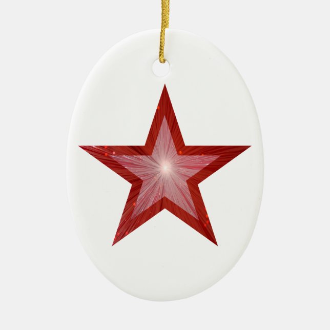 Red Star ornament oval shape white (Front)
