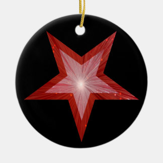 Red Star ornament round black