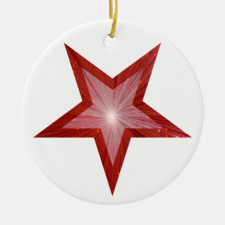 Red Star ornament round white